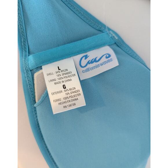 California Waves Ribbed Turquoise Bikini Top - Picture 6 of 7